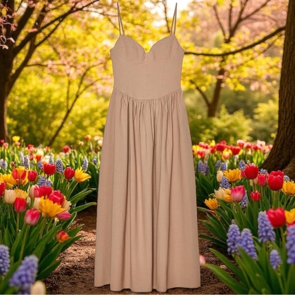 Zara Dresses & Skirts - NEW Zara Midi Strappy Dress Empire Waist Old Money Garden Party Size‎ XS